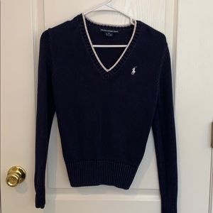 Navy blue Ralph Lauren cable-knit vneck sweater
